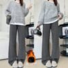 New Relaxed-fit Figure-flattering Straight-leg Casual Lounge-style High-waist Slim Wide-leg Pants