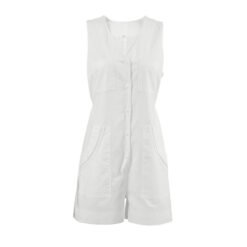 Alternative view of White V-neck Women's Wide Leg Jumpsuit Short