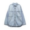 New Womens Versatile Top Light-blue Denim Shirt Jacket