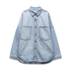 New Womens Versatile Top Light-blue Denim Shirt Jacket