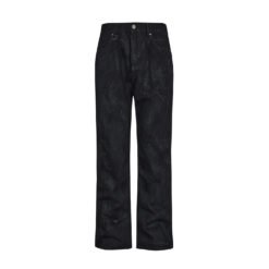 Handheld Brush Distressed Straight Jeans - Black, L