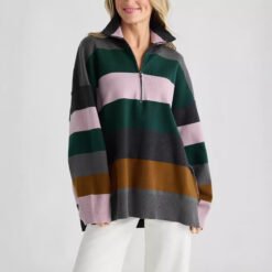 Women's Half Zip Turtleneck Pullover Long Sleeve - Green, S