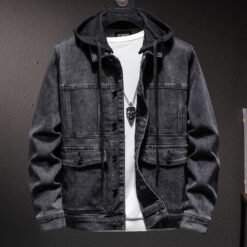Men's Hooded Denim Jacket Utility Top