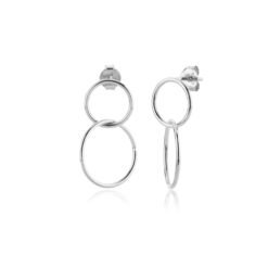 Fashion Hoop Earrings Long Ring Buckle Earrings - Platinum, 925 Silver