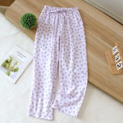 Simple Sweet And Relaxed-fit All-cotton Lounge Pants - Haze Purple, L