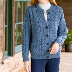 Women's Casual Knit Cardigan Sweater Cozy Long Sleeve - Blue, M
