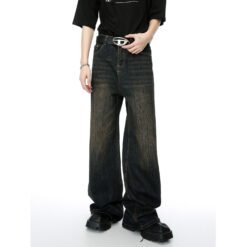 Alternative view of Retro Distressed Loose Straight Washed Jeans