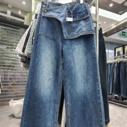 Retro Distressed Design Straight Jeans