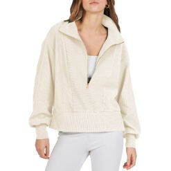 Women's Half-zip Pullover Long-sleeved Sweatshirt - Apricot, L