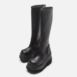 Gothic Platform Boots Biker Boots - Black, Size43