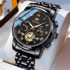 Alternative view of OLEVS Mens Watches Chronograph Business Dress Quartz Stainless Steel Waterproof Luminous Date Wrist Watch For Men Black Dial