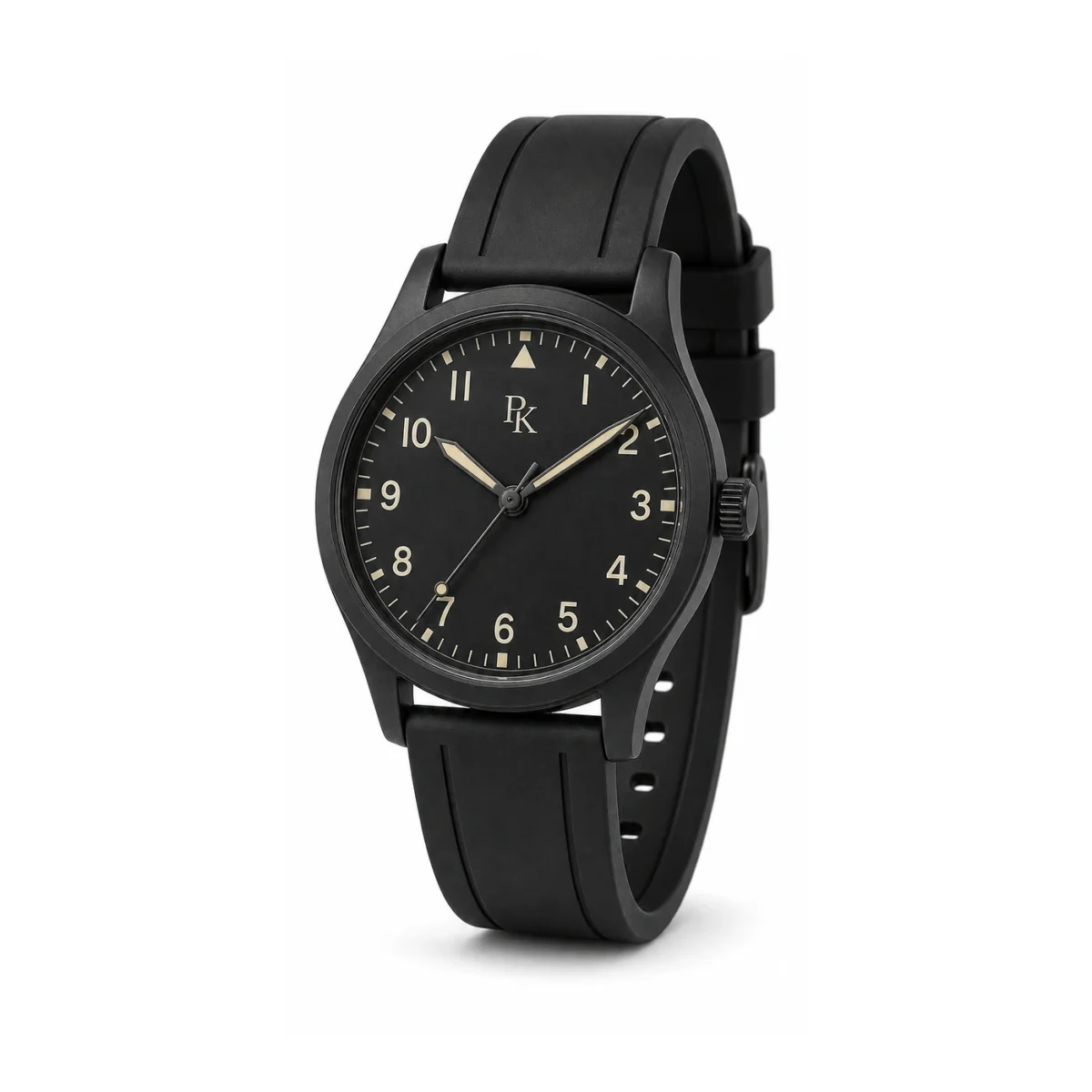 rk-nmd-42-blk-rbr-front Royal Kinzy Nomad 42mm Black Rubber Field Watch - Image 2