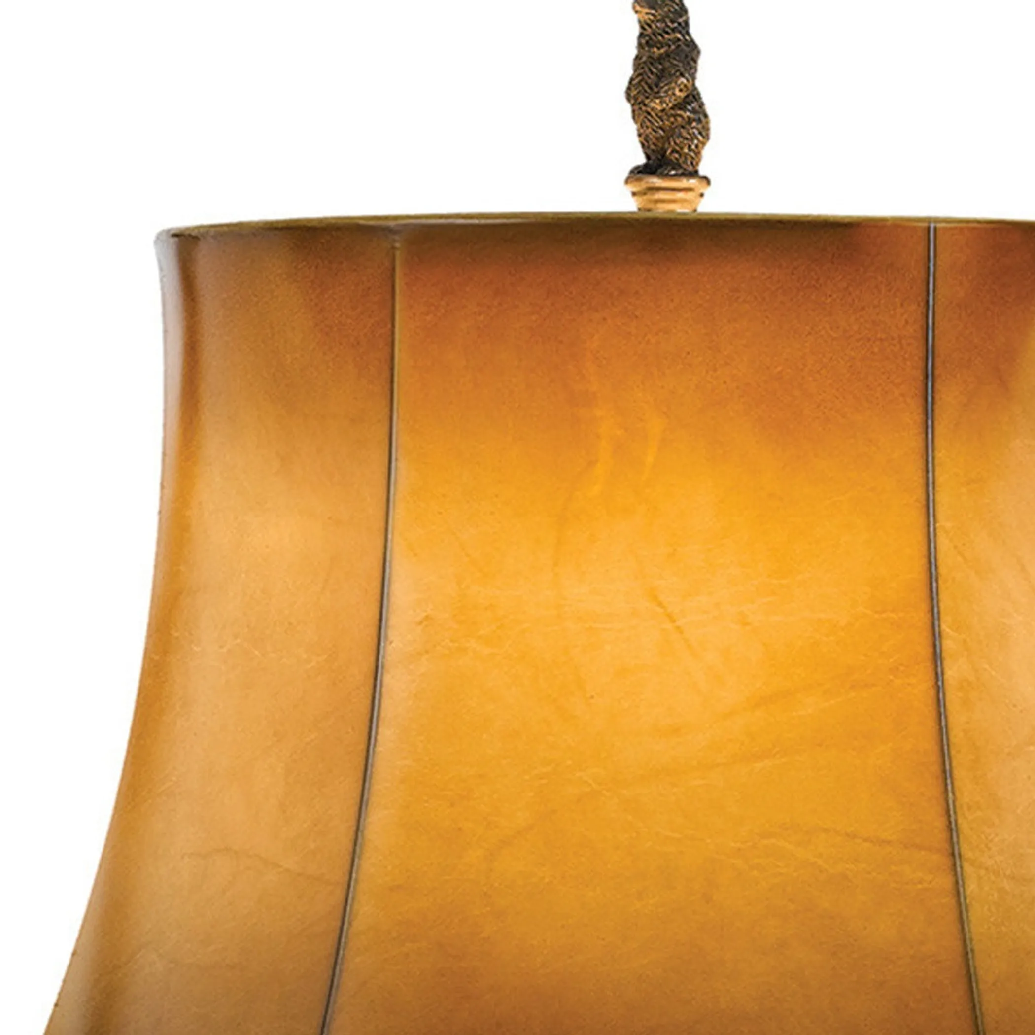 31" Bronze Bears After the Honey Table Lamp With Brown Faux Leather Shade - Image 3
