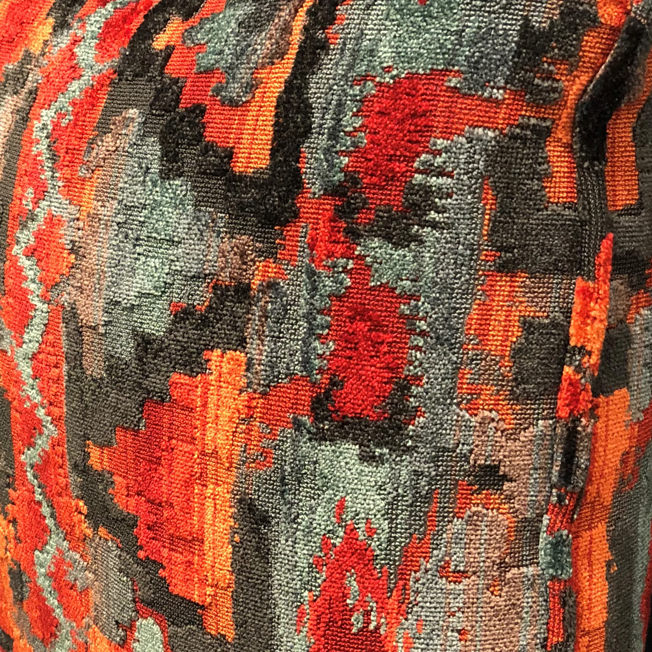 Plutus Sachi Love Red, Blue and Orange iKat Luxury Throw Pillow - Image 3
