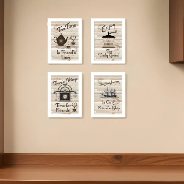Set Of Four Friendship 3 White Framed Print Kitchen Wall Art