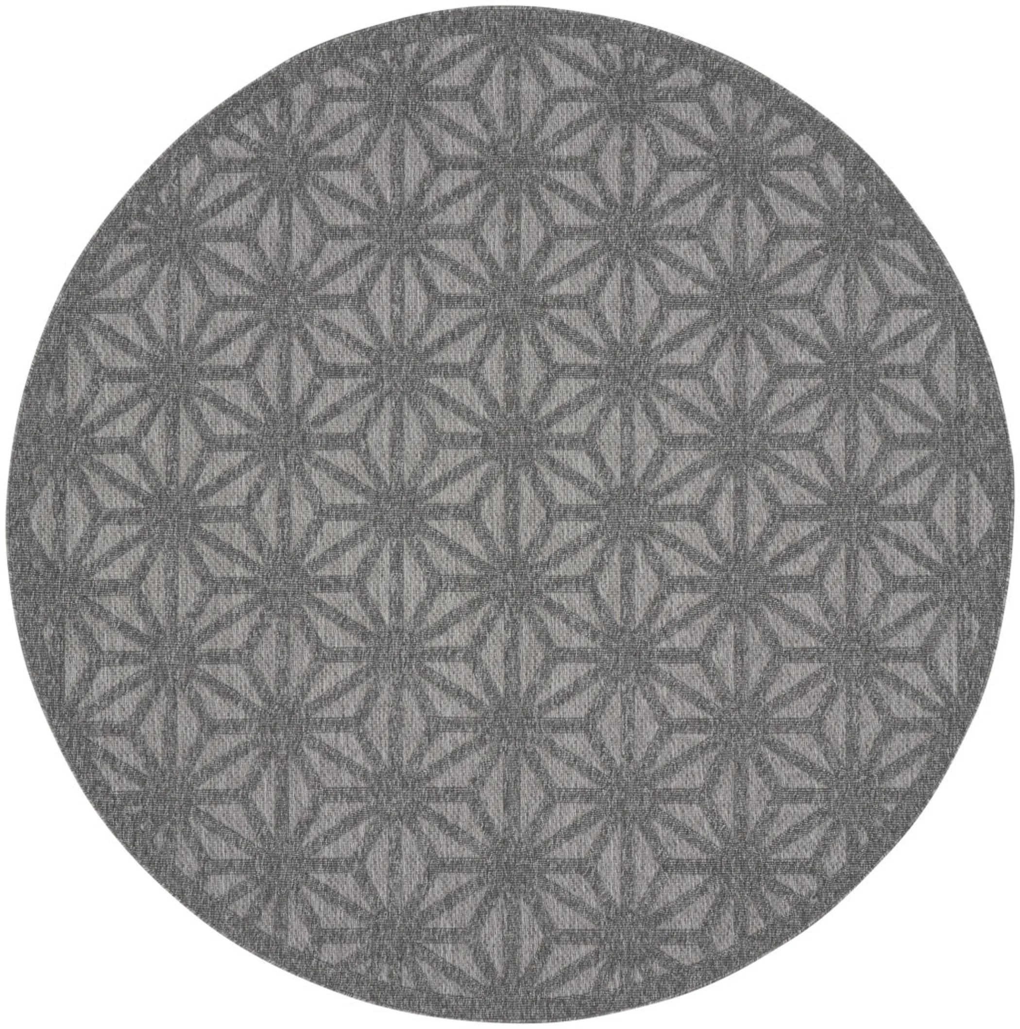 8' Dark Gray And Light Gray Round Geometric Indoor Outdoor Area Rug - Image 4