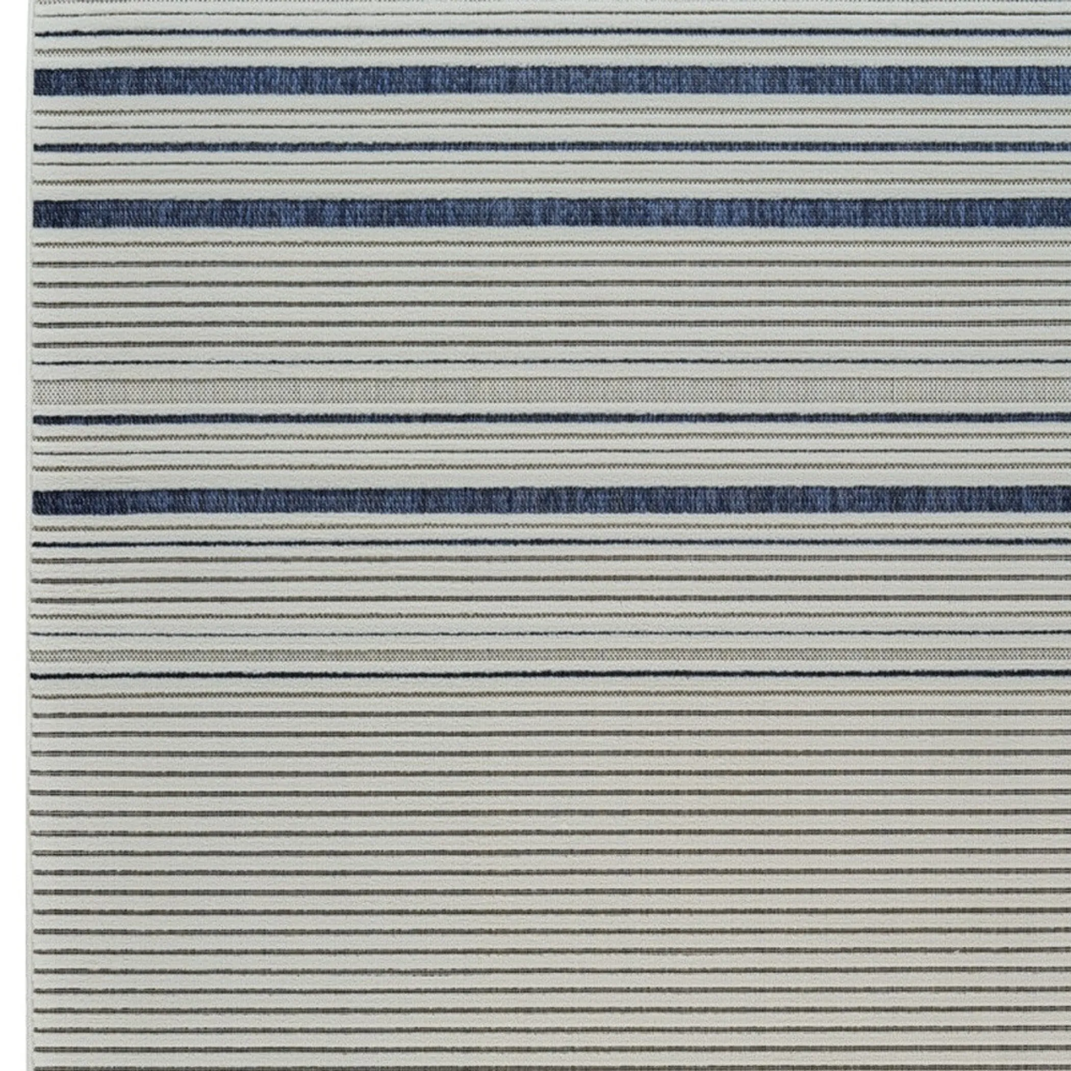 6' X 9' Blue and Cream Striped Distressed Indoor Outdoor Area Rug - Image 4