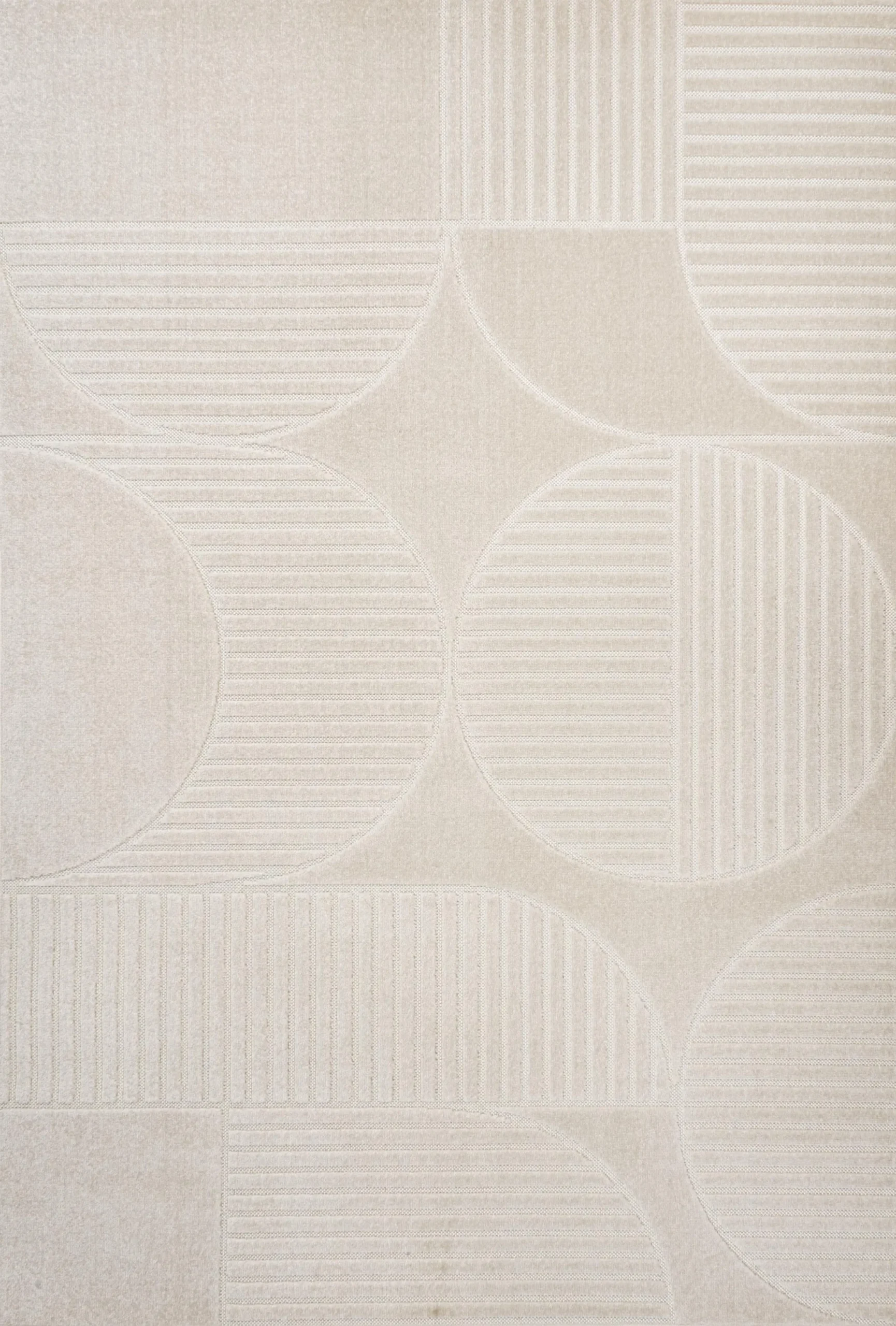 12' X 15' Ivory And Cream Striped Indoor Outdoor Area Rug - Image 4