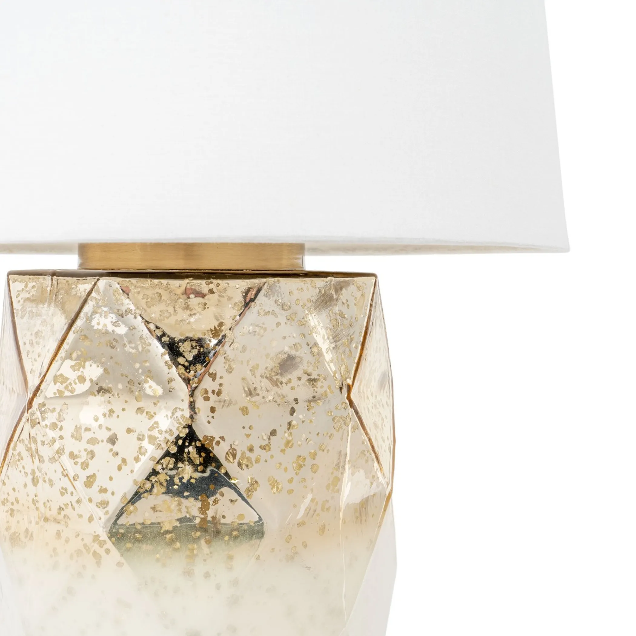 22" White and Gold Mercury Glass Table Lamp With White Cone Shade - Image 4