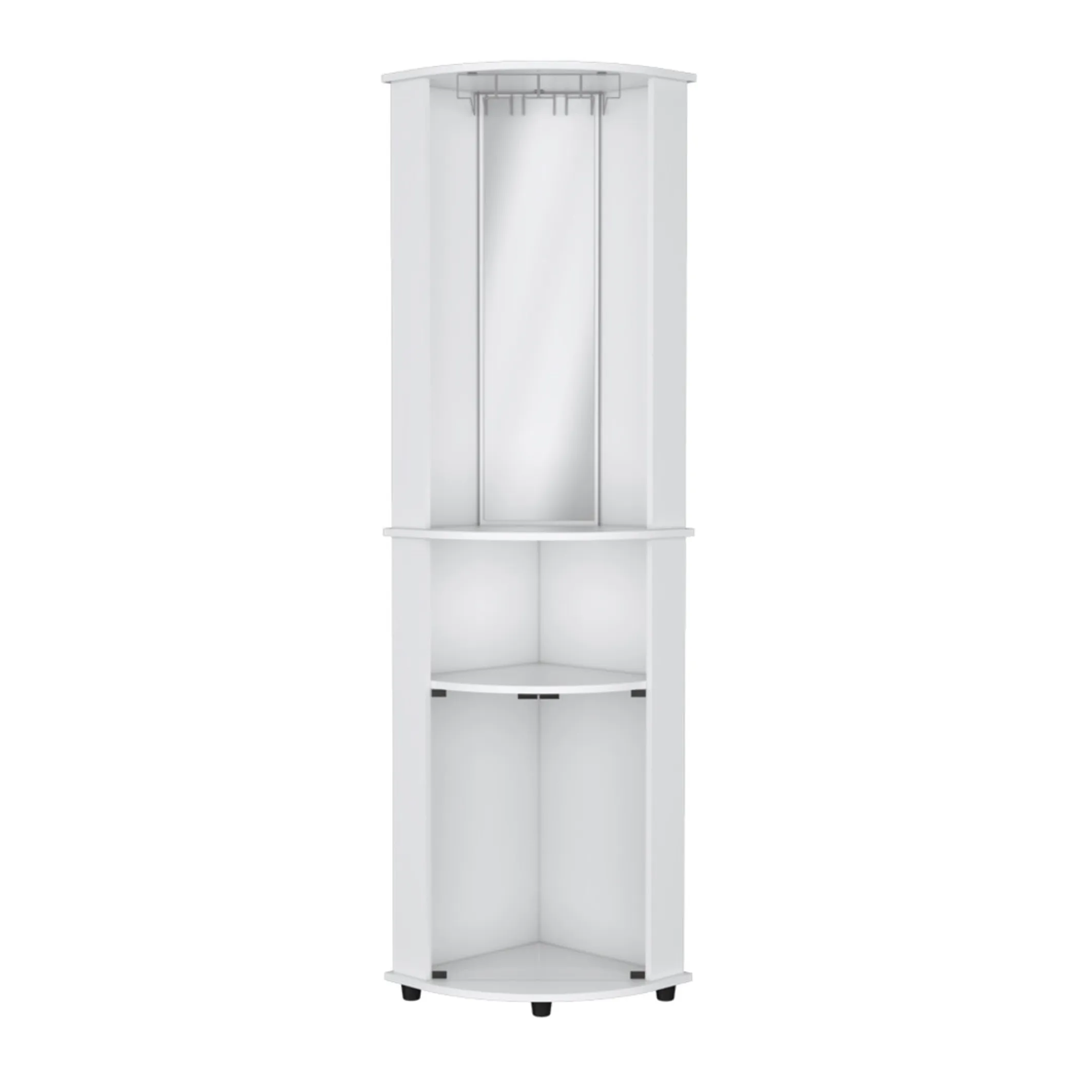 75" White Wood Corner Bar Cabinet With Three Shelves - Image 4