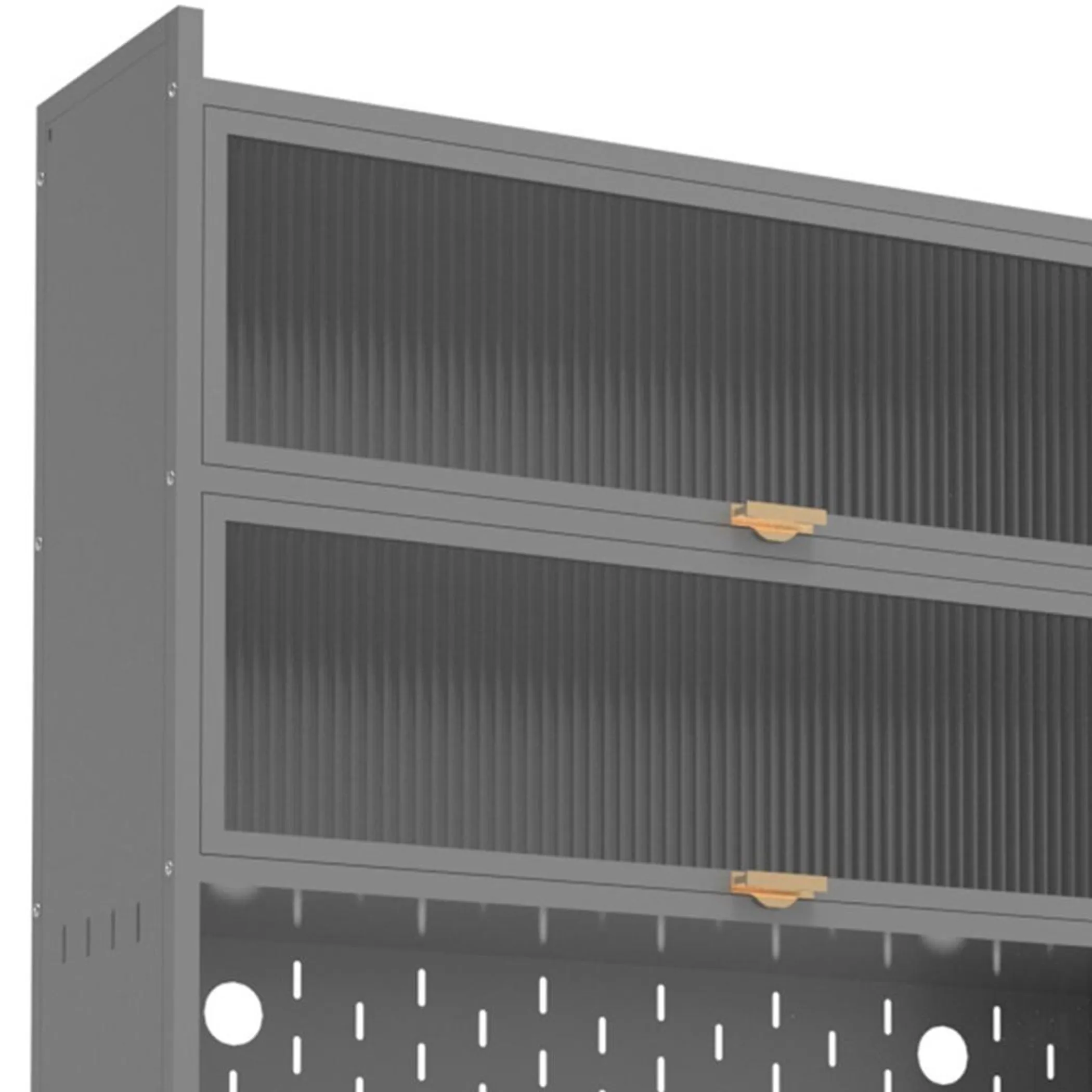 Stainless Steel Textured Door Dining Hutch With Two Doors - Image 3