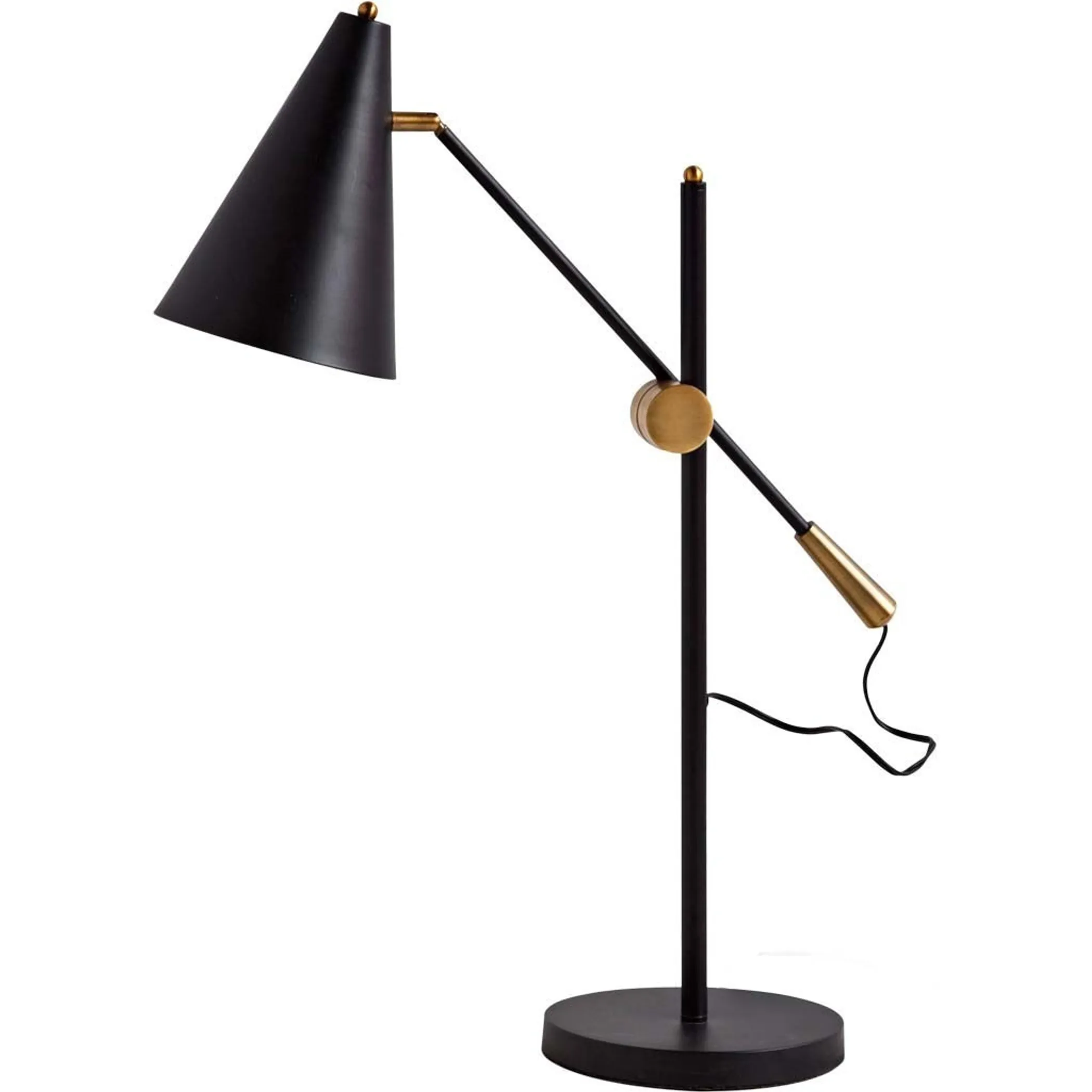 26" Black Metal Swing Arm With Black Cone Shade - Image 2