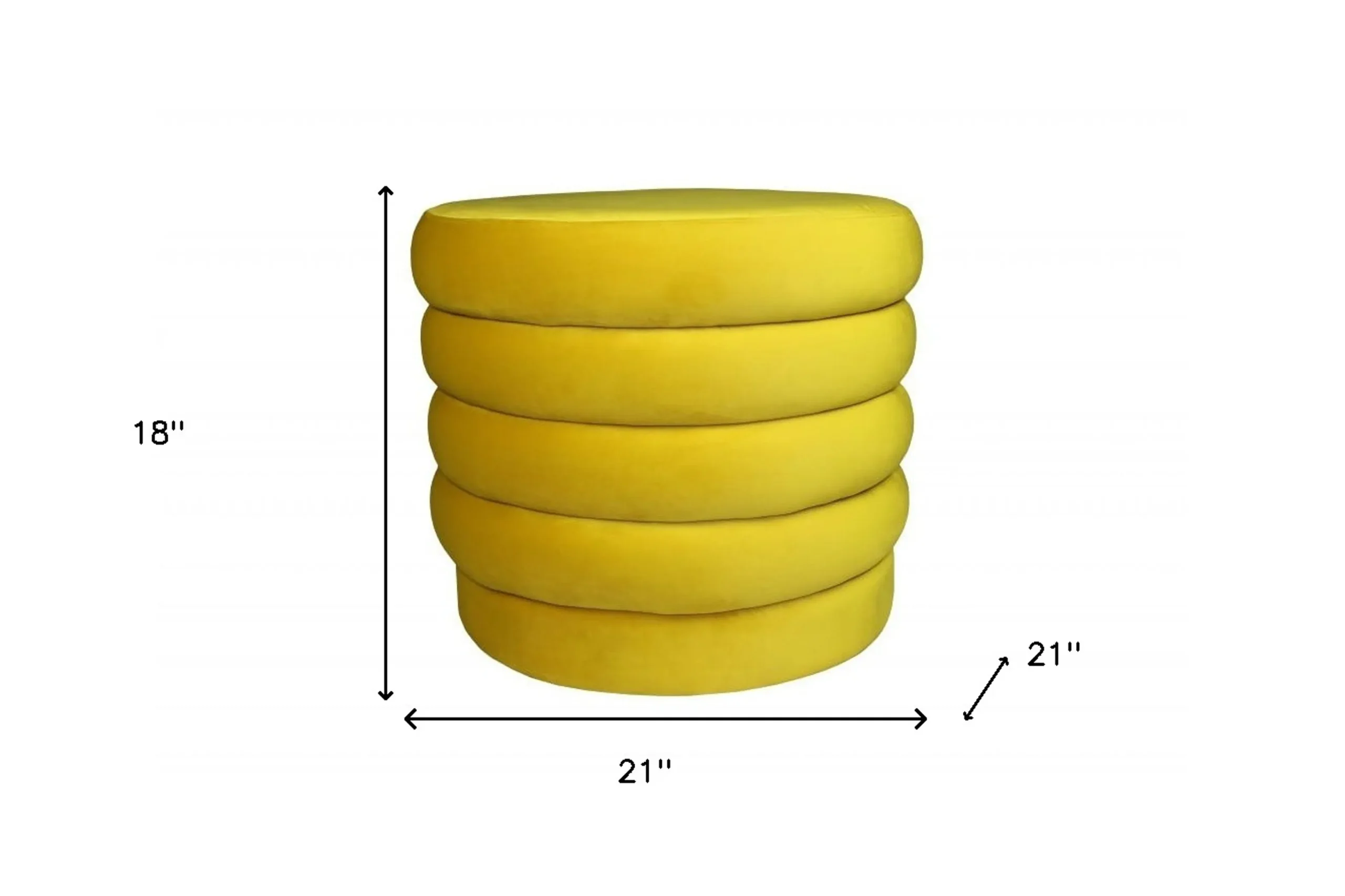 21" Yellow Velvet Tufted Round Cocktail Ottoman - Image 5