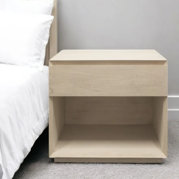 24" Natural One Drawer Solid Wood Nightstand