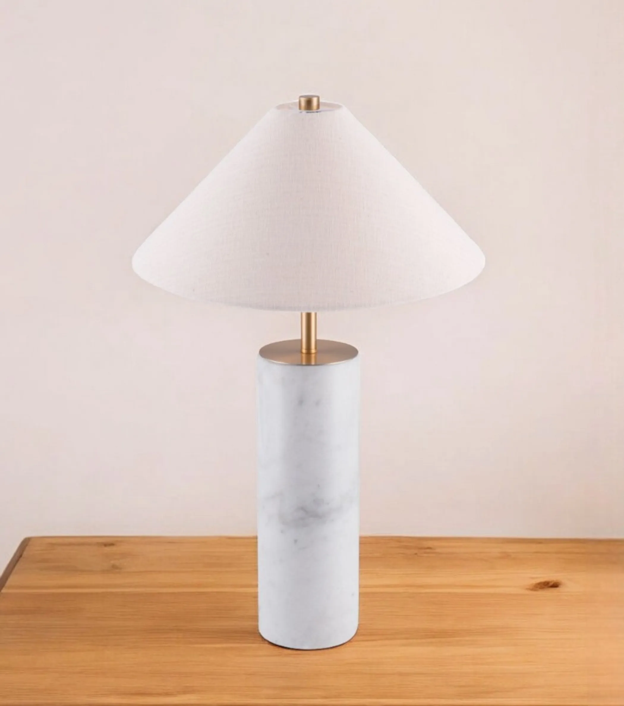 55" White Metal Bedside Table Lamp With Beige Empire Shade - Image 2