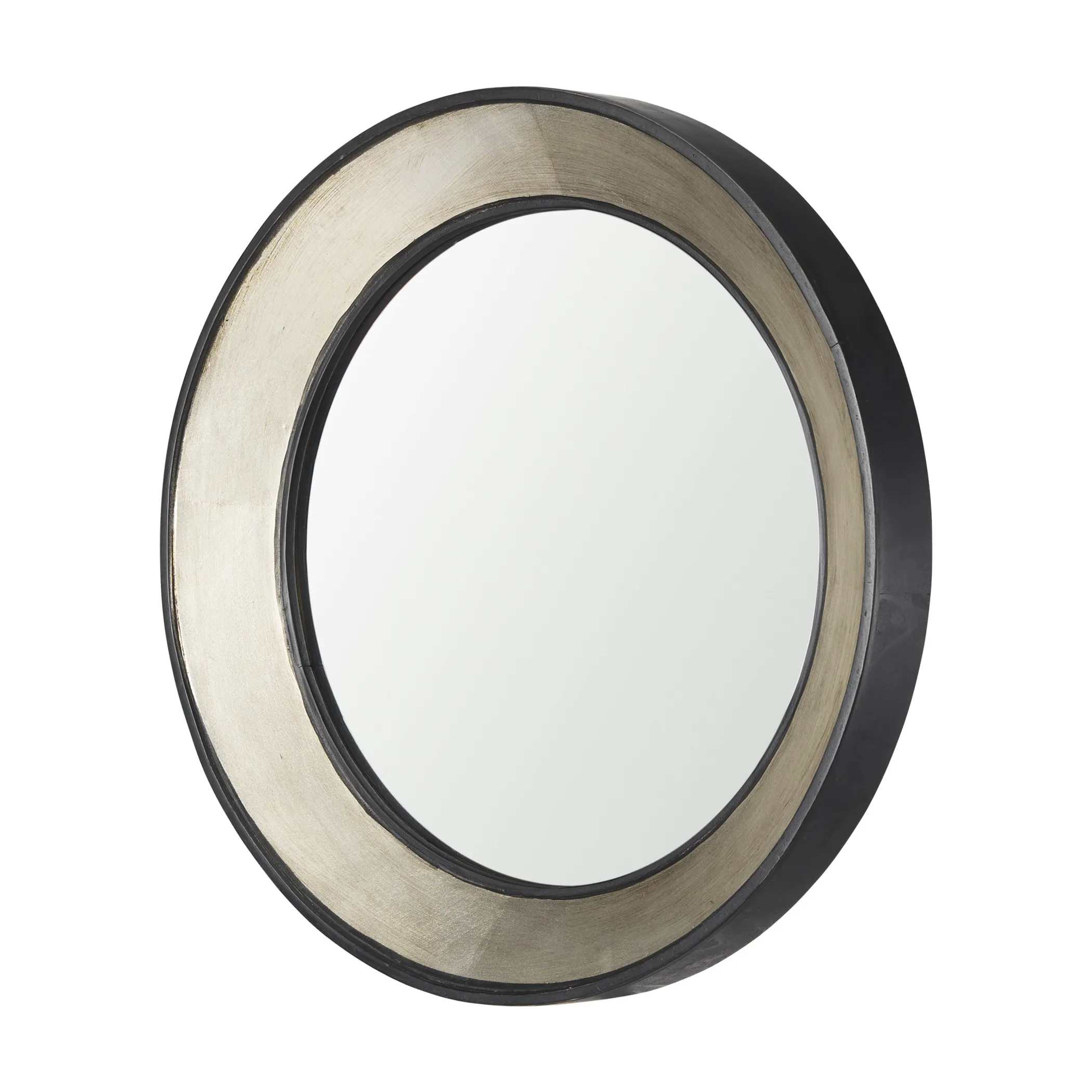 Champagne Dark Metal Wood Round Framed Accent Mirror - Image 2
