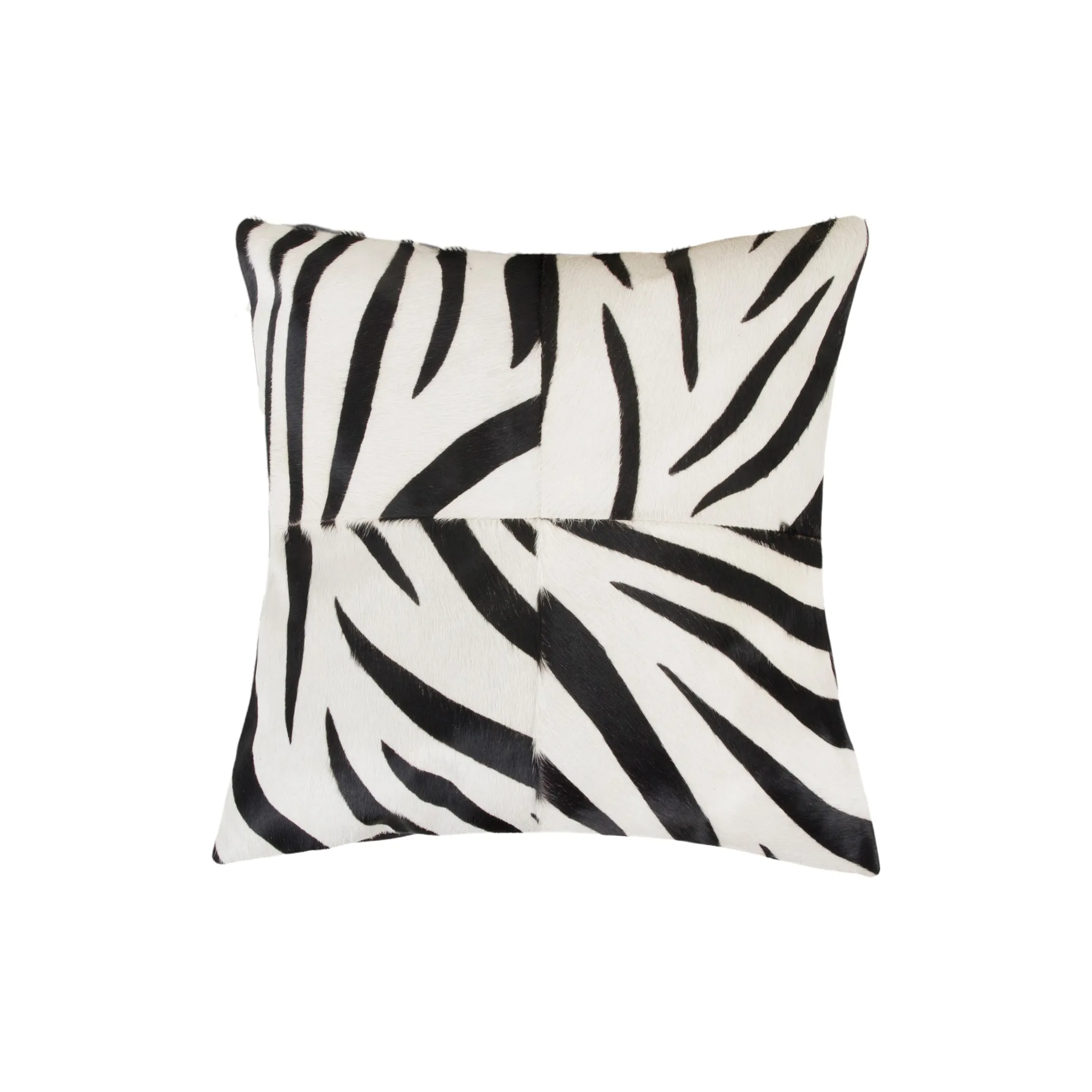 Set of Two 18" White and Black Zebra Cowhide Throw Pillows - Image 3