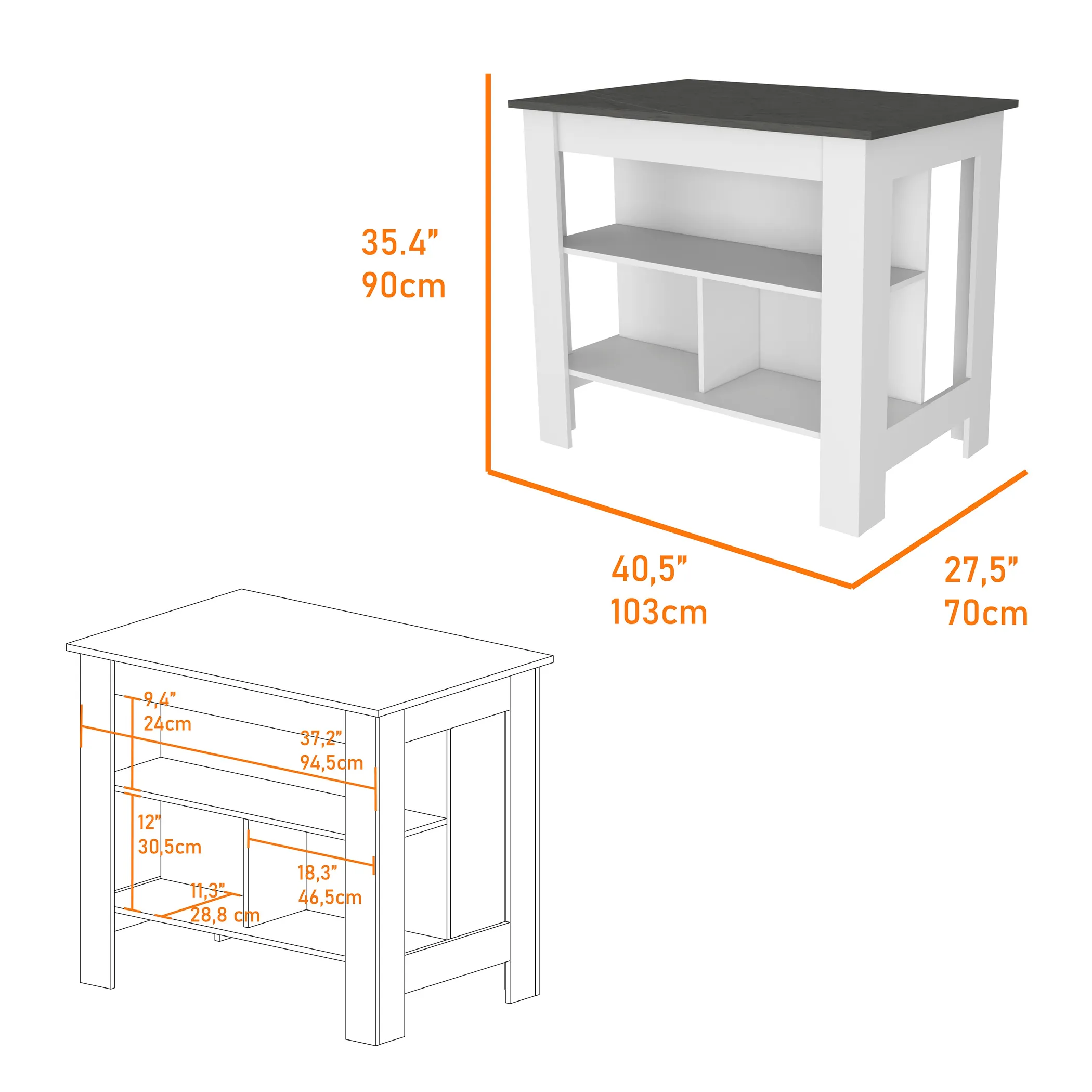Charlotte 2 Piece Kitchen Set, Kitchen Island + Kitchen Pantry - Image 5