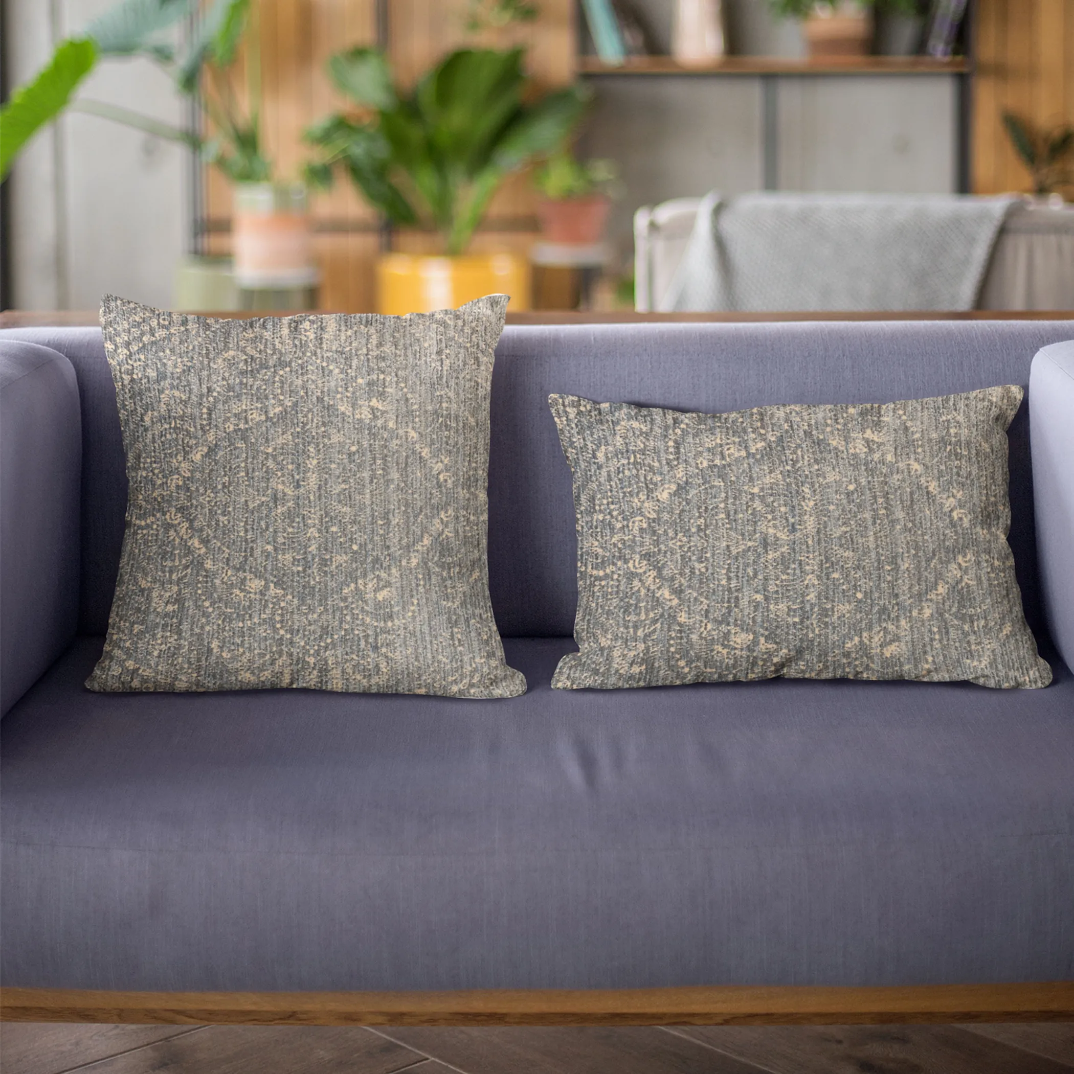 Plutus Blue Hidden Planet Medallion Luxury Throw Pillow - Image 3