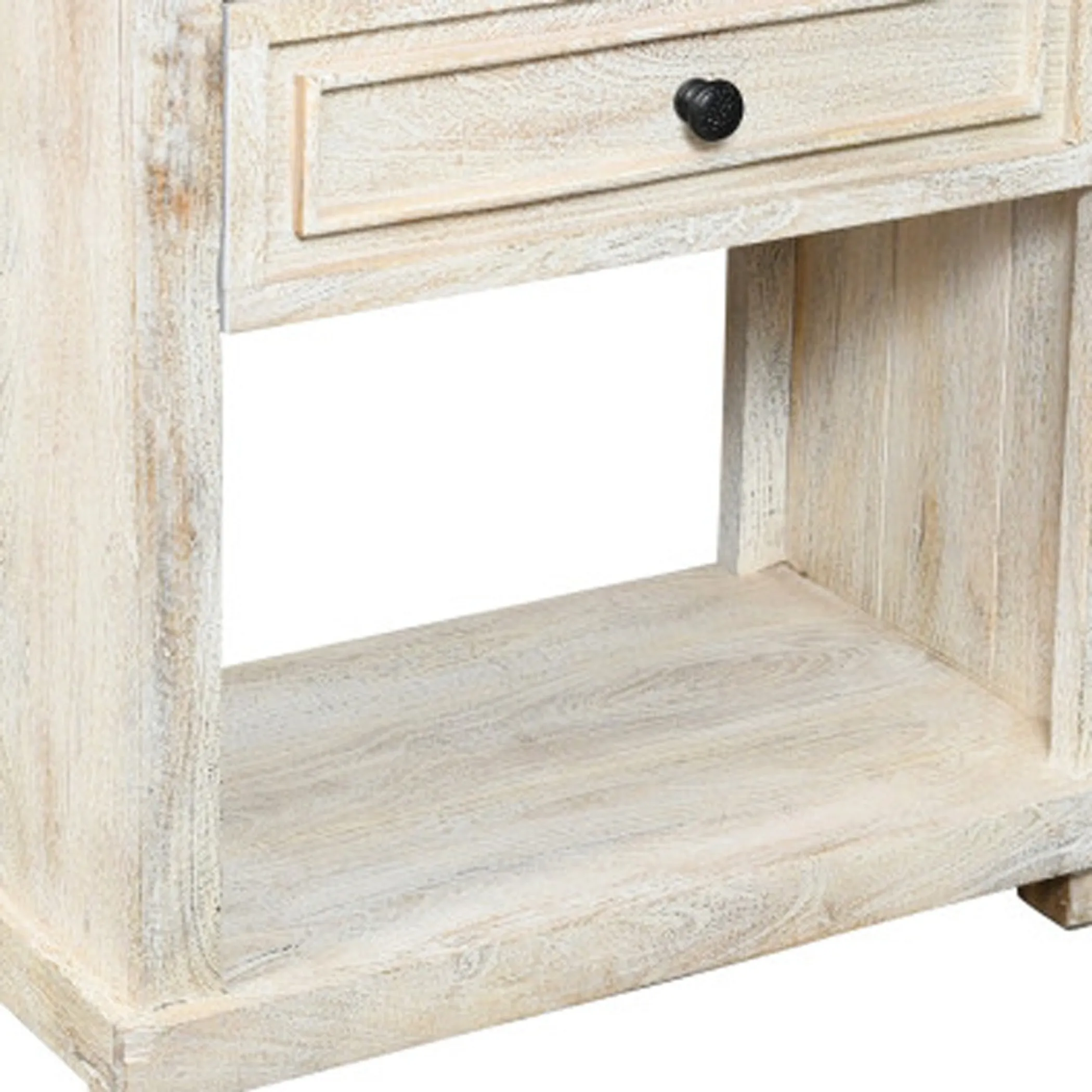 28" Distressed White One Drawer Solid Wood Nightstand - Image 6