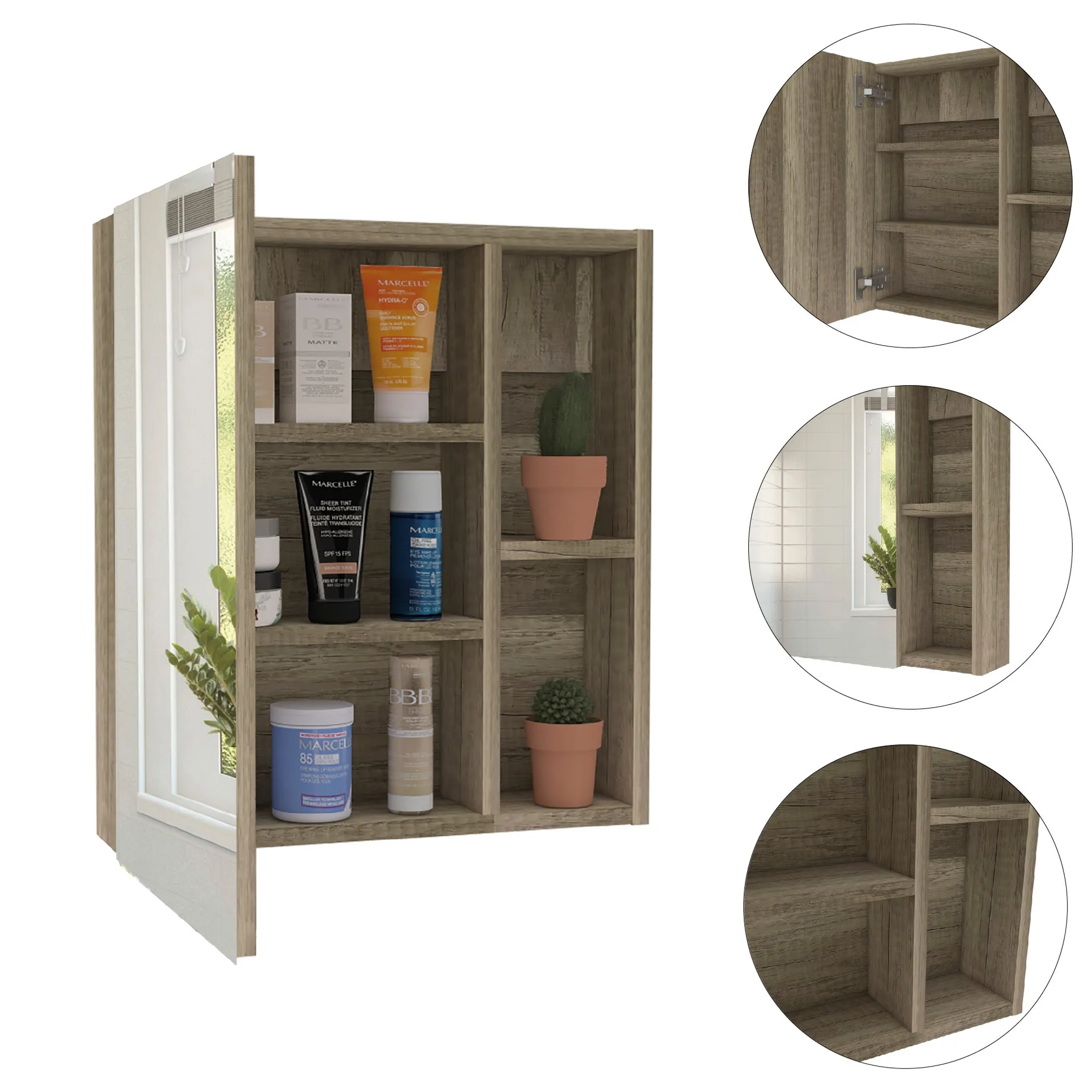 Labelle 2 Piece Bathroom Set, Medicine Cabinet + Linen Cabinet - Image 4
