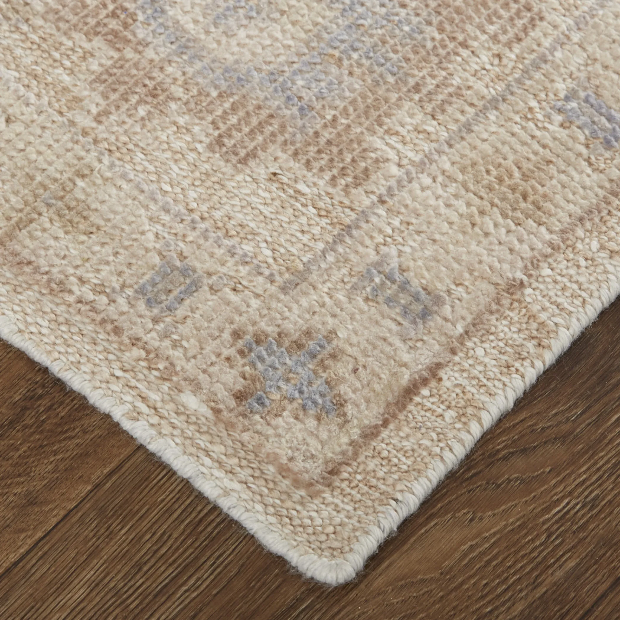 4' X 6' Tan Orange And Blue Floral Hand Knotted Stain Resistant Area Rug - Image 4