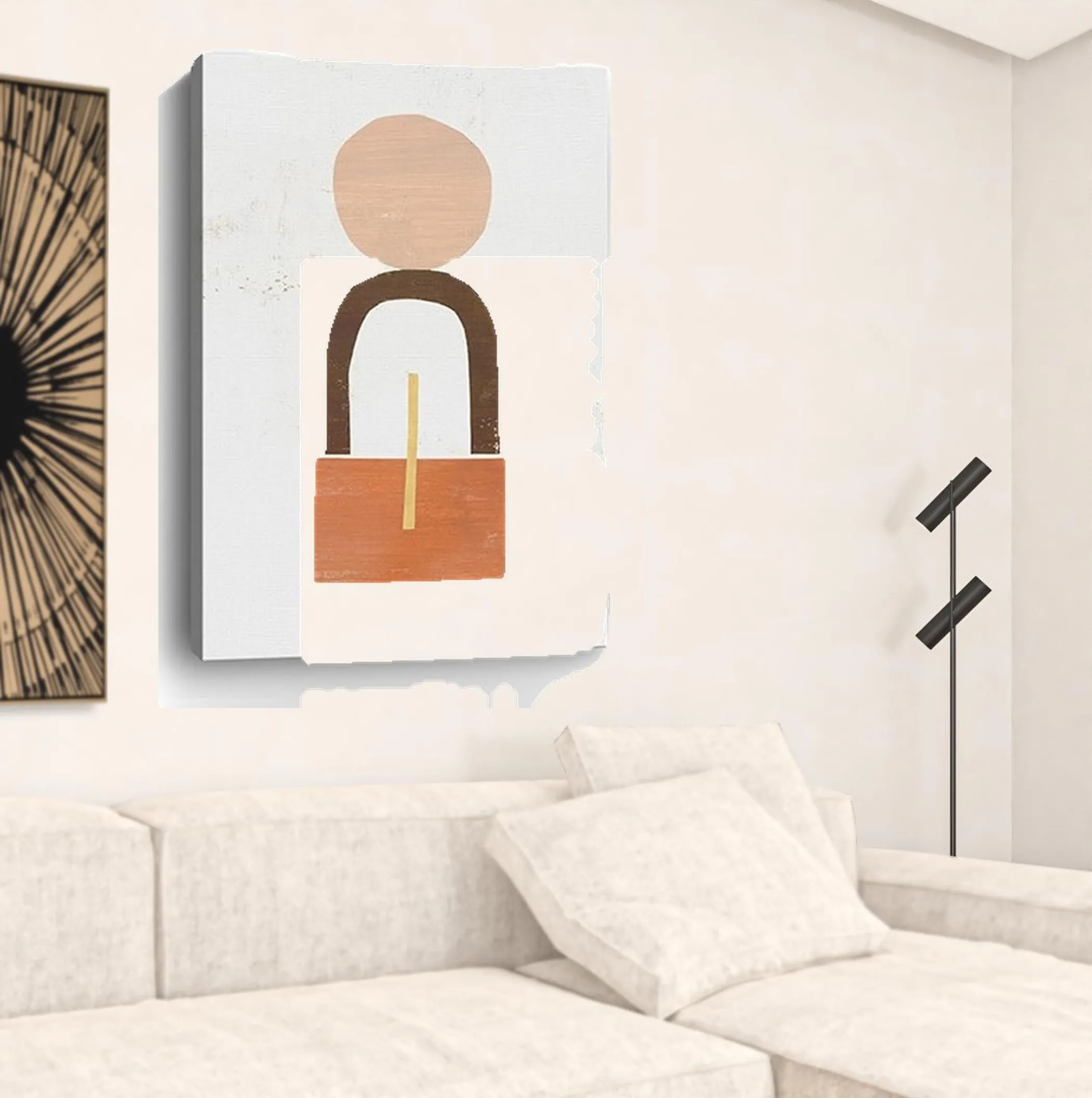Abstract Orange Shapes In Balance Unframed Print Wall Art - Image 3