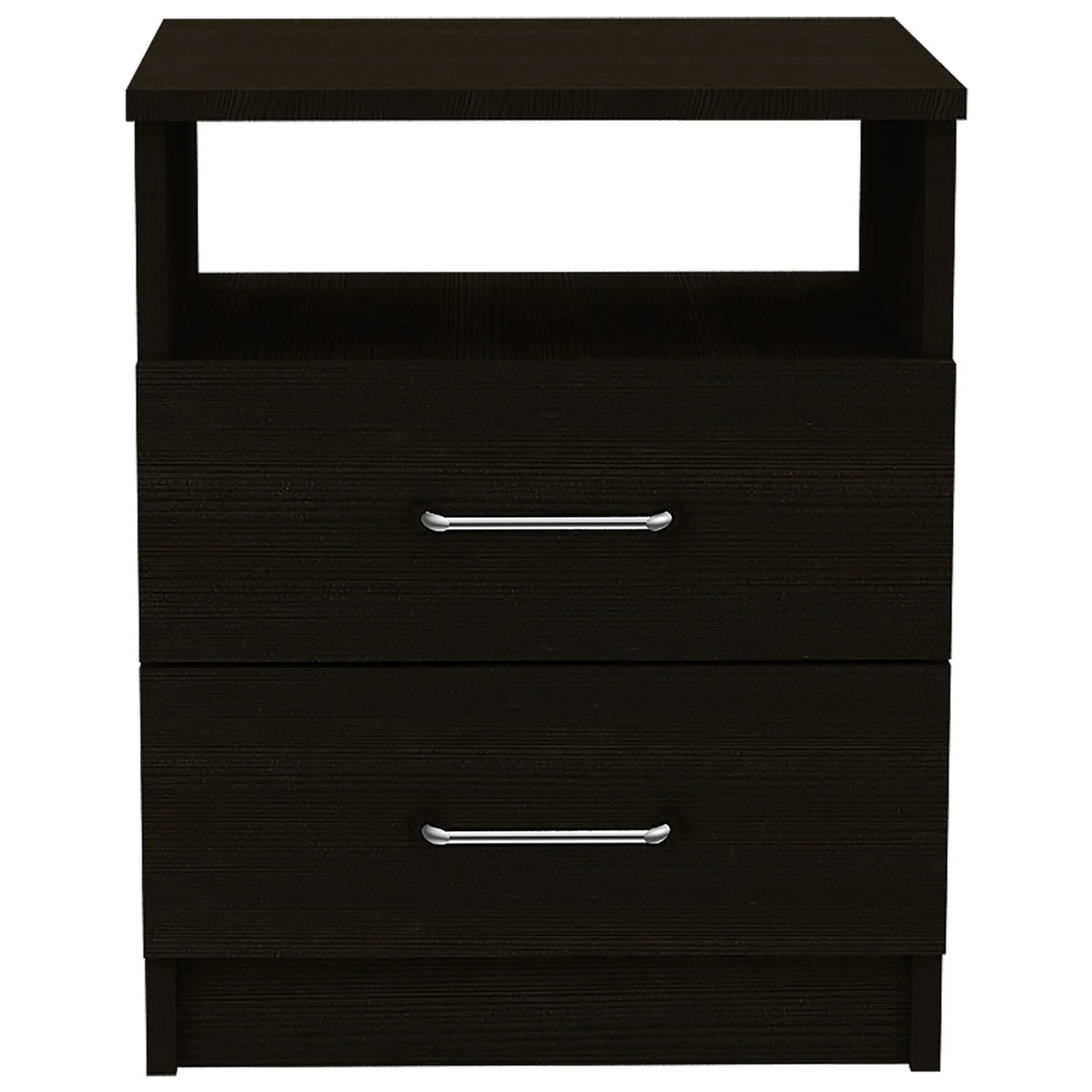 Brown Open Compartment Two Drawer Nightstand - Image 2