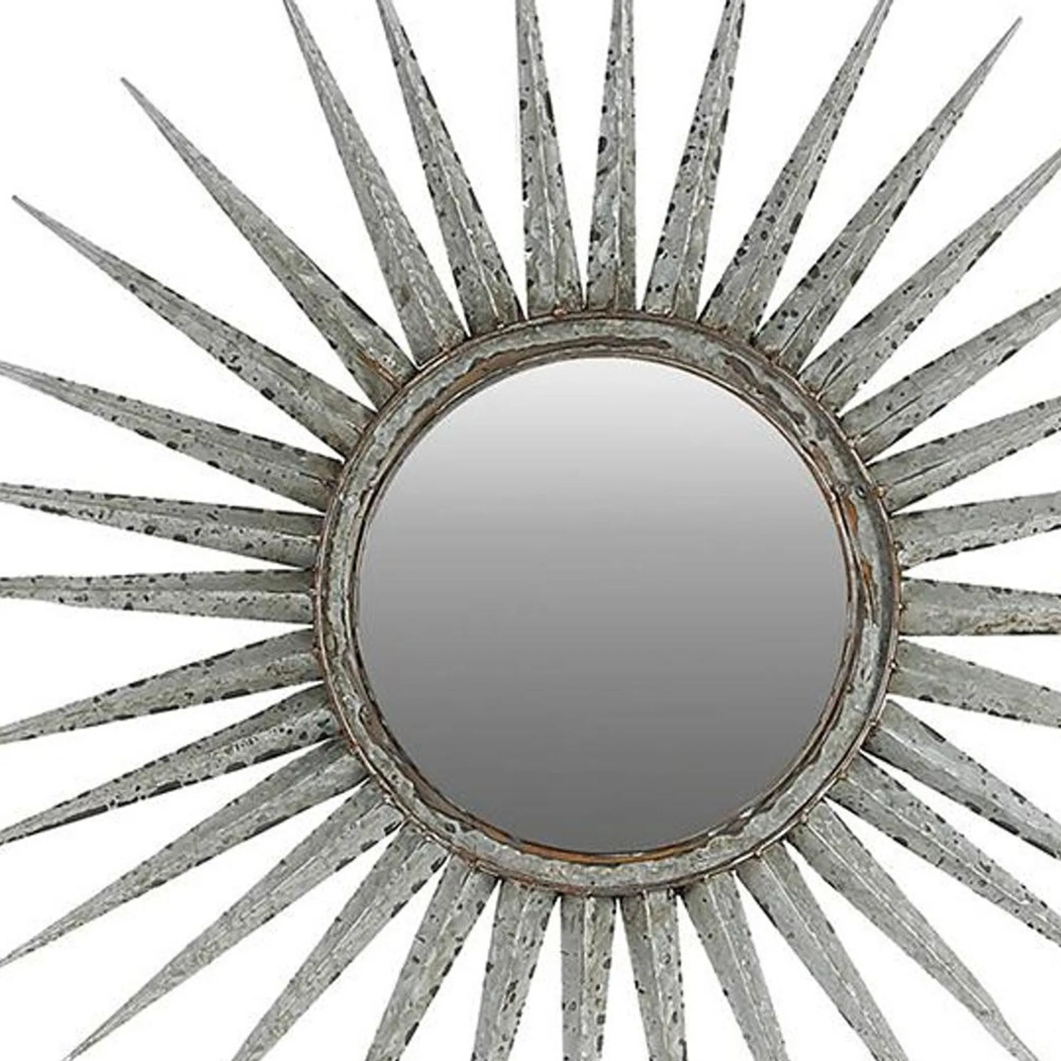 30" Antiqued Silver Gray Sunburst Wall Mounted Accent Mirror - Image 5