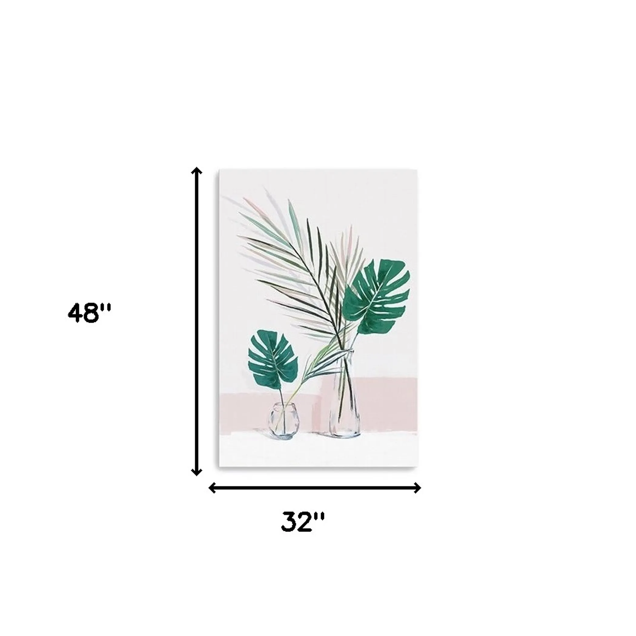 Pretty Green Foliage Leaves Pink Unframed Print Wall Art - Image 5