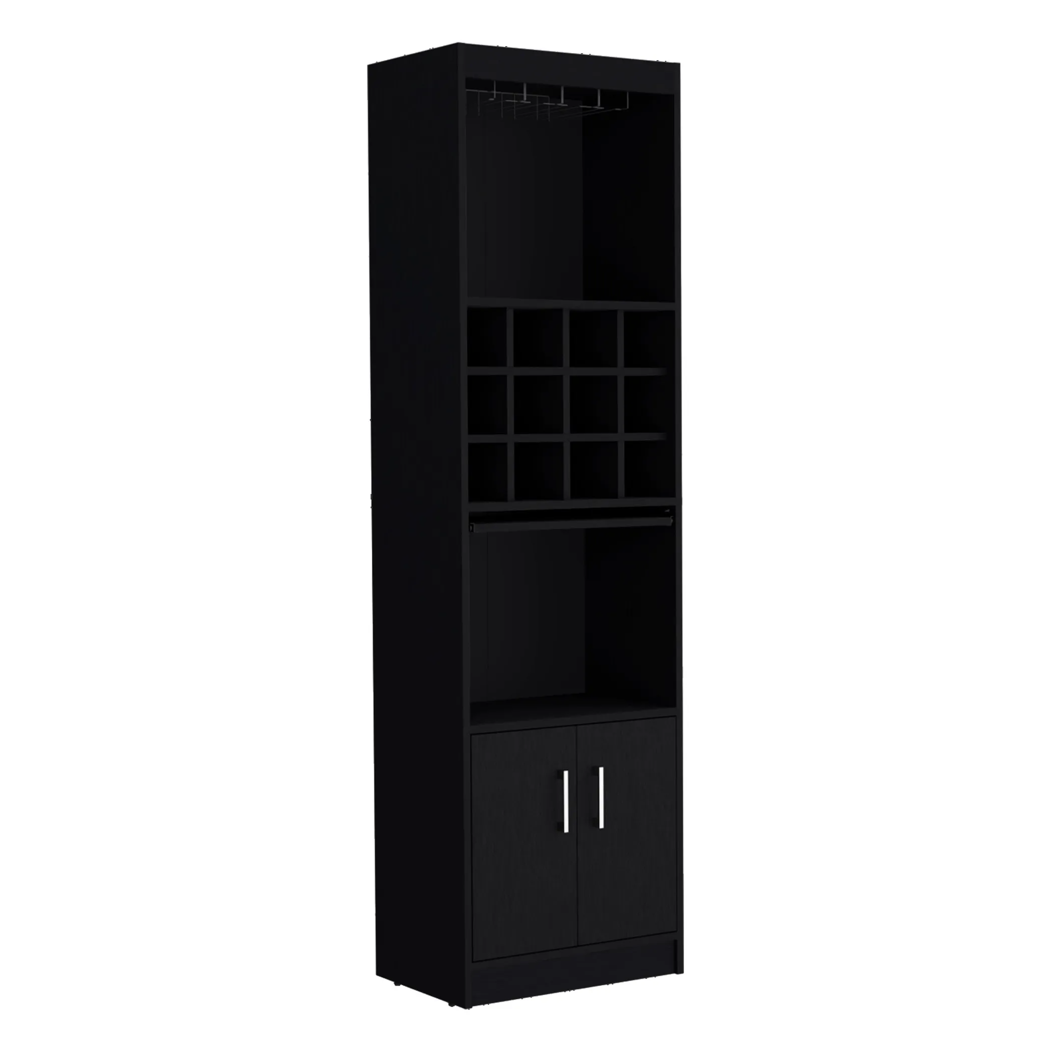 71" Black Wood Bar Cabinet With Two Doors - Image 4