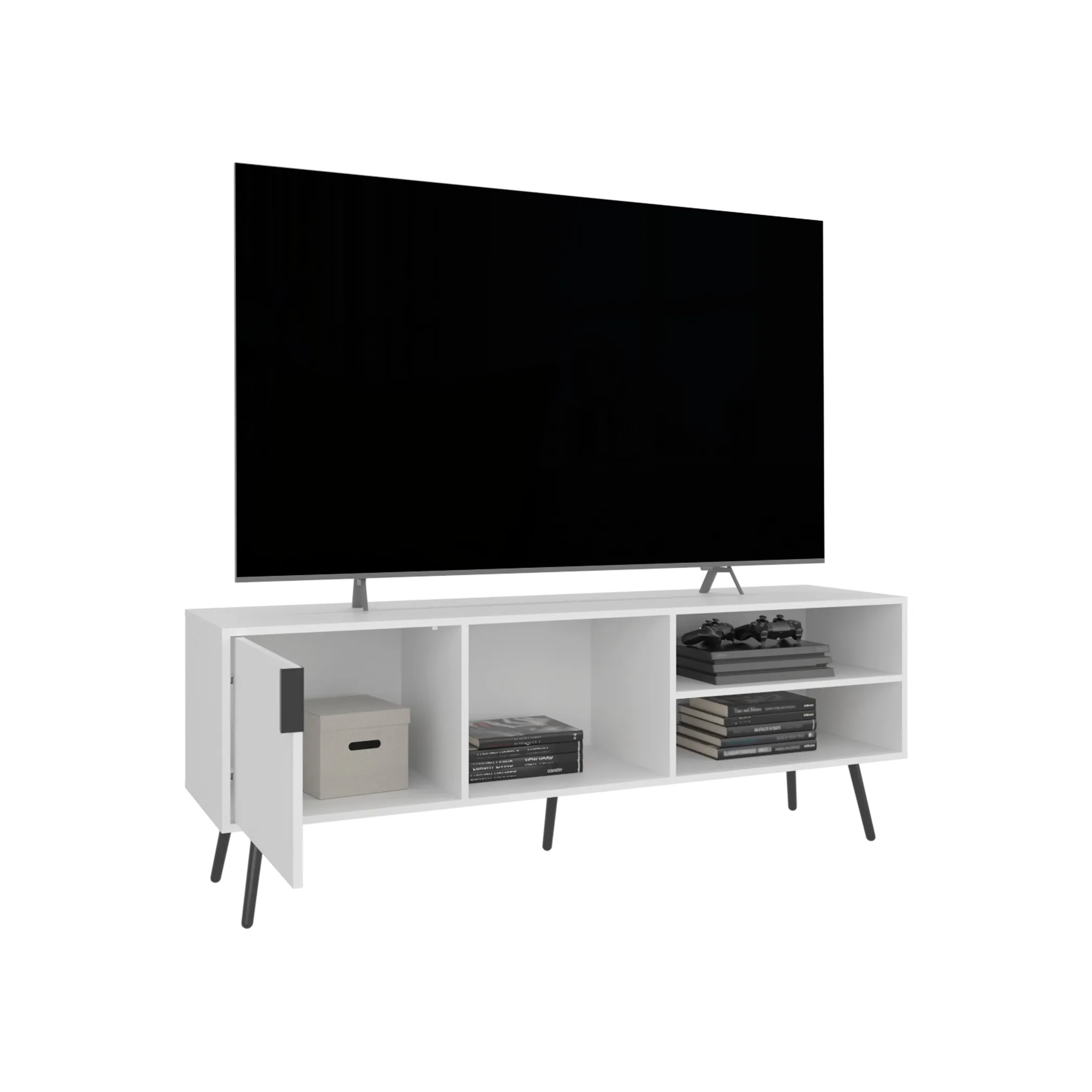Vulcan 63" Wide Tv Stand with One Cabinet, Three Open Shelves - Image 2