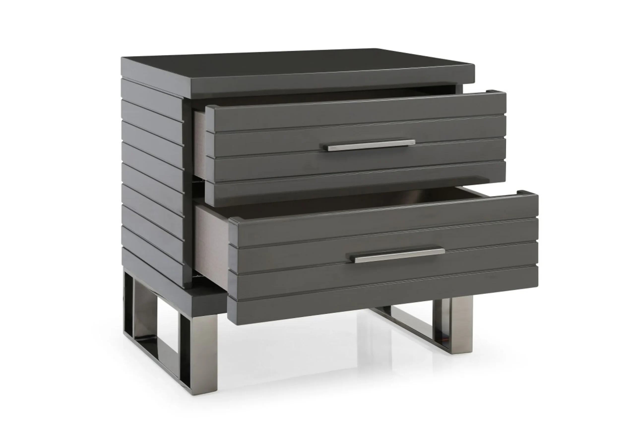 23" Silver and Gray Two Drawer Nightstand - Image 3