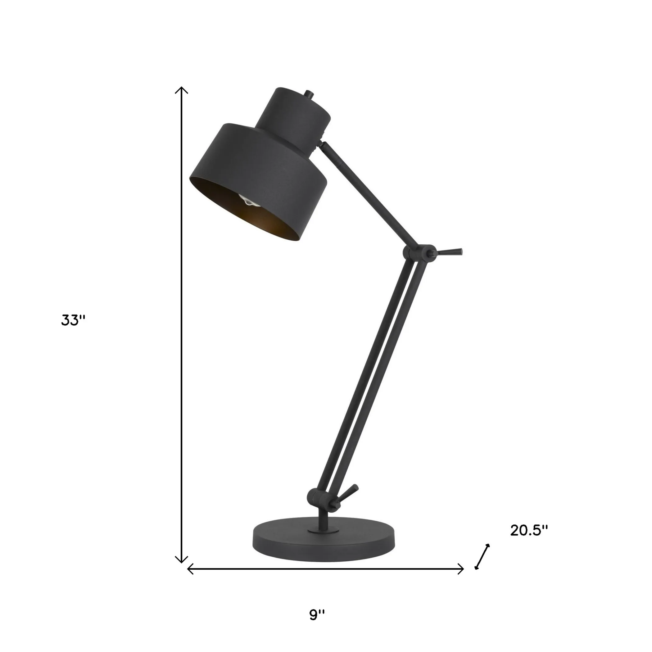 33" Black Metal Adjustable Desk Table Lamp - Image 4