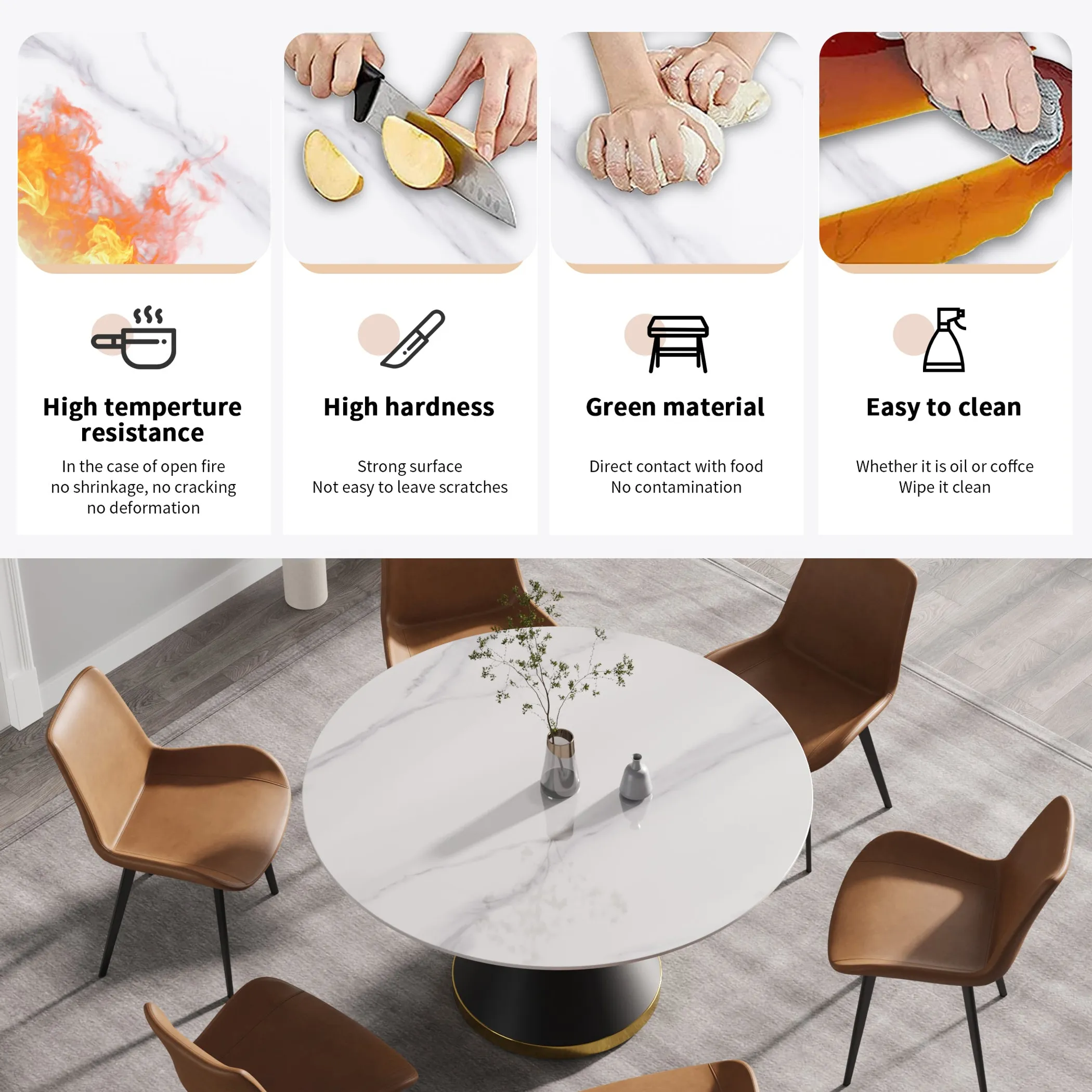 Modern Marble Stone Round Dining Table - Image 5
