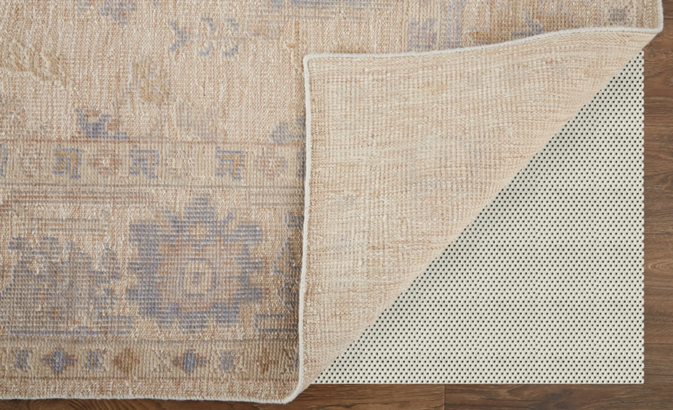 8' X 10' Blue and Ivory Floral Hand Knotted Area Rug - Image 4