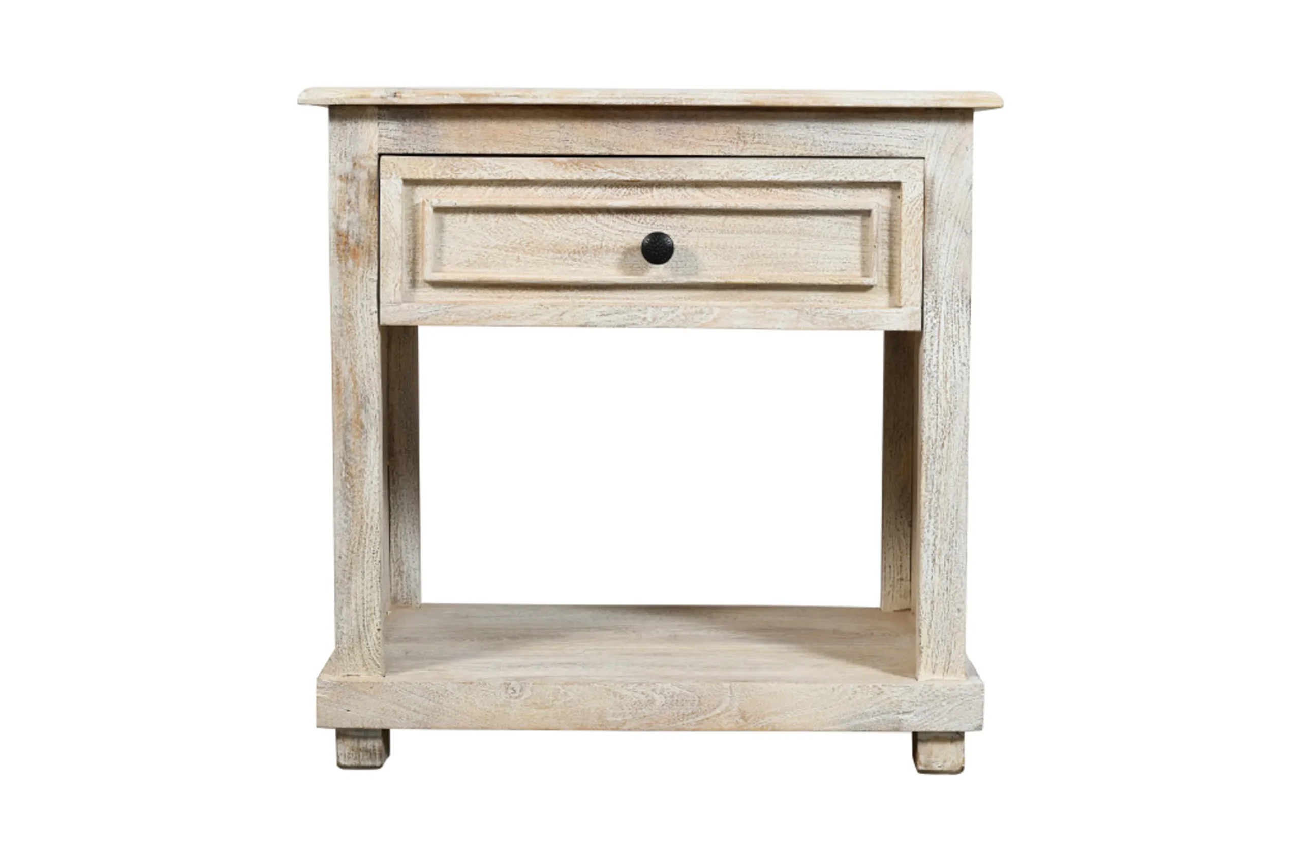 28" Distressed White One Drawer Solid Wood Nightstand - Image 2