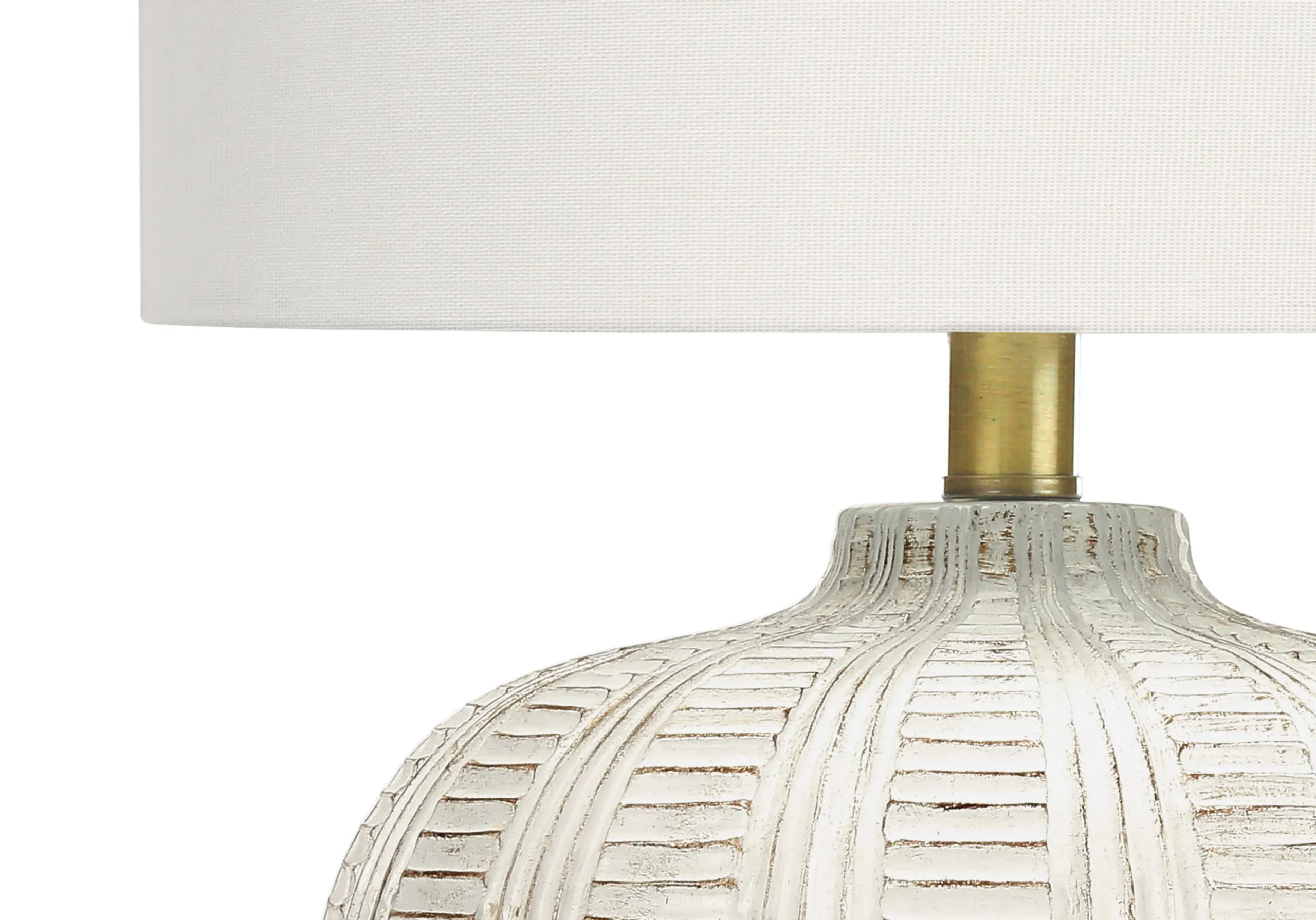 21" Gold and White Urn Table Lamp With Ivory Drum Shade - Image 3