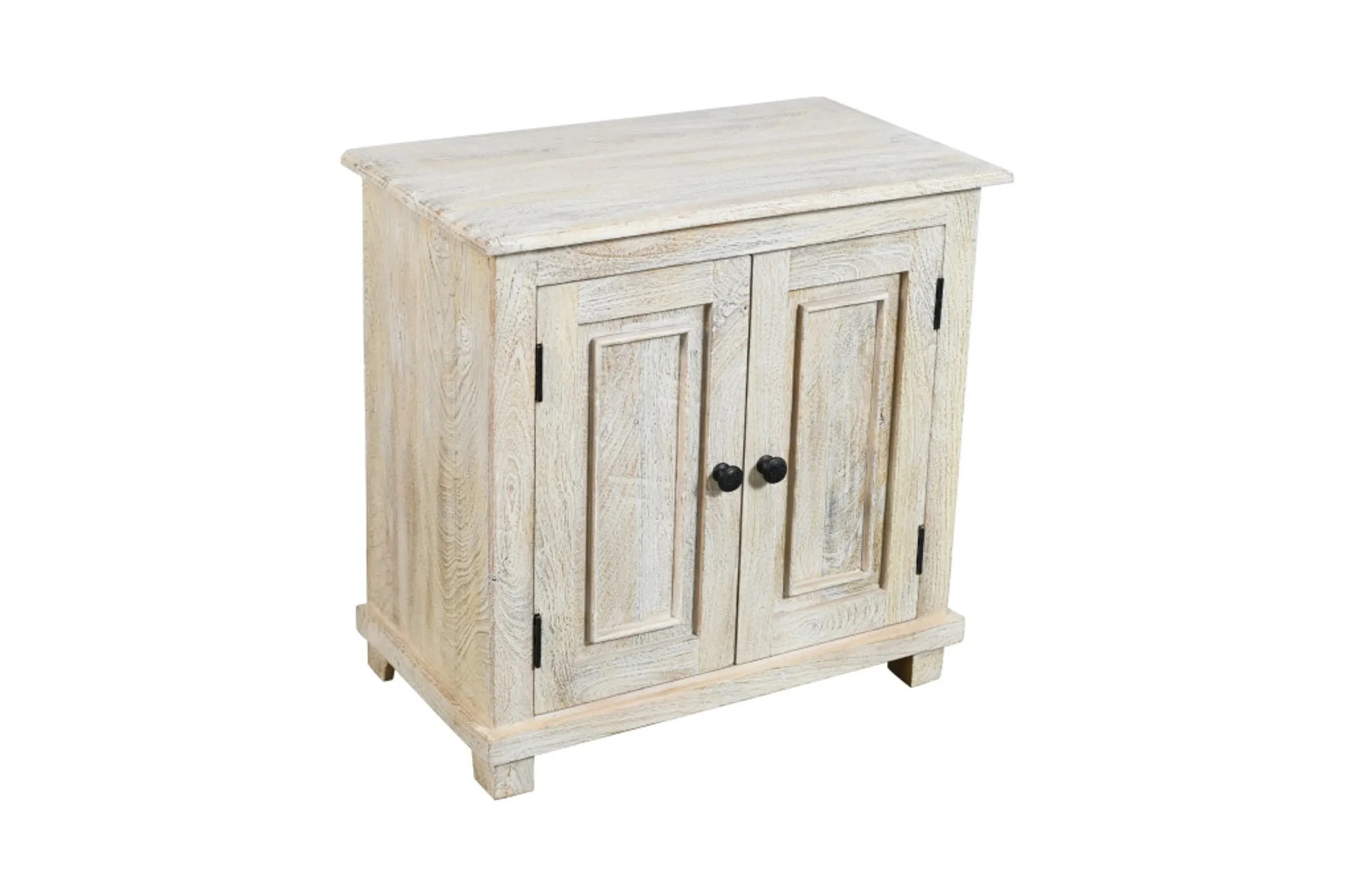 28" Distressed White Solid Wood Nightstand With Storage - Image 3