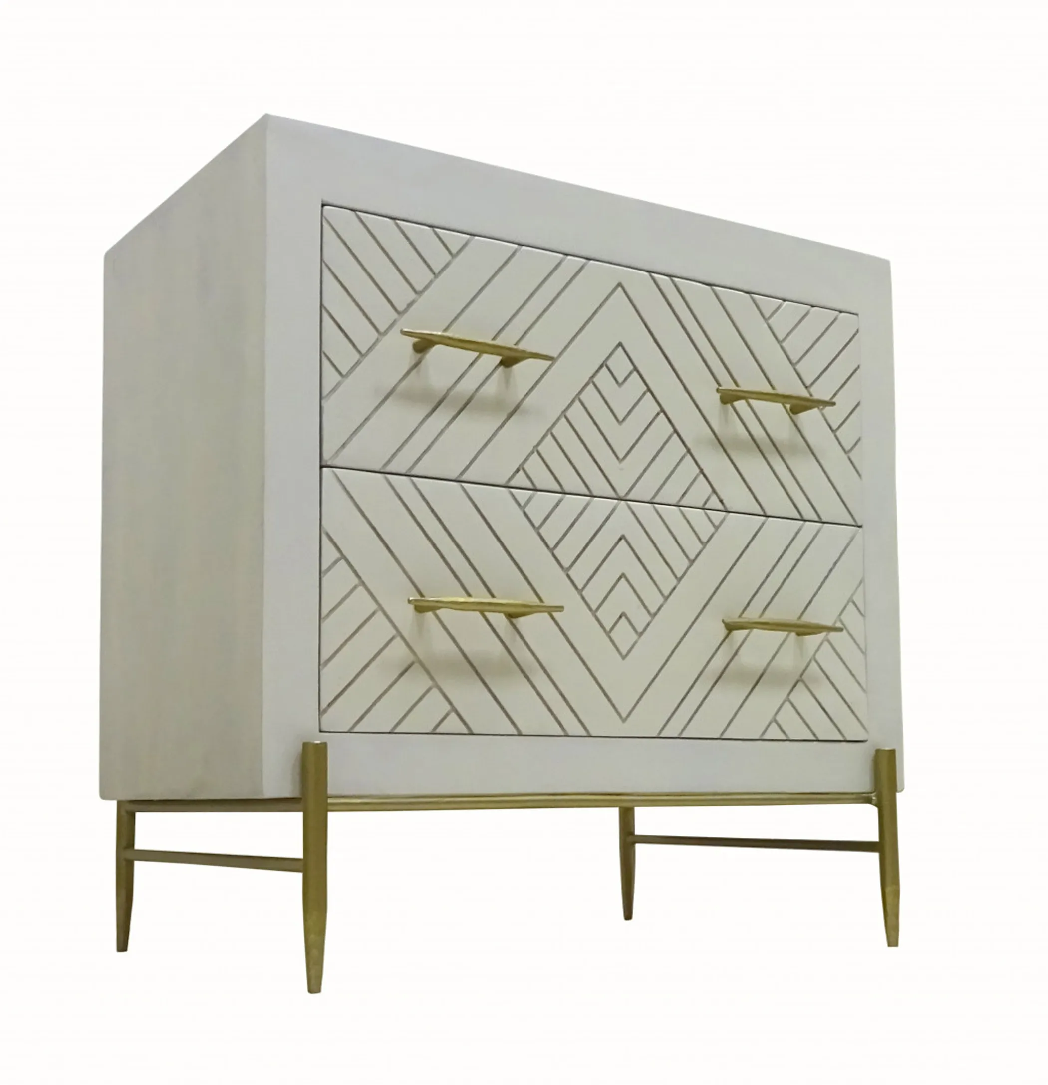 28" White Two Drawer Nightstand - Image 2